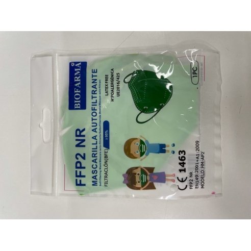 MASCARILLA FFP2 INFANTIL VERDE