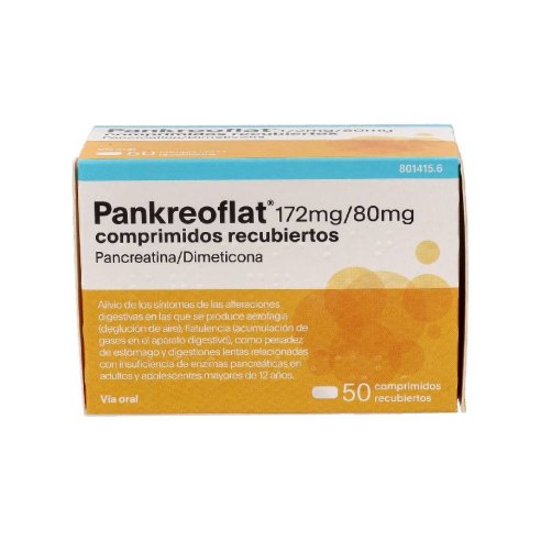 PANKREOFLAT 172 mg/80 mg 50 COMPRIMIDOS RECUBIER