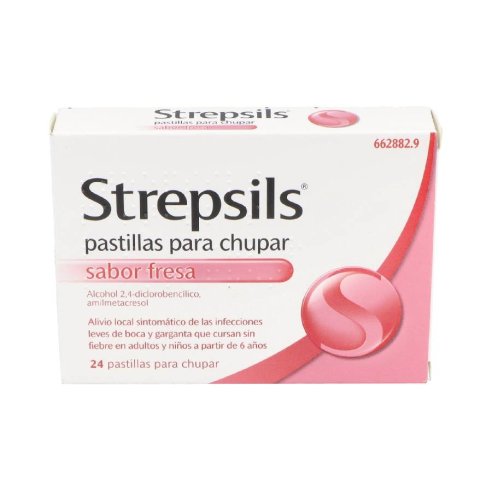 STREPSILS 24 PASTILLAS PARA CHUPAR (SABOR FRESA)