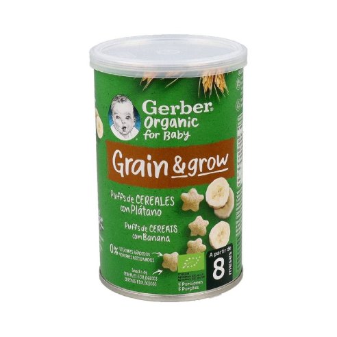 GERBER ORGANIC PUFFS CEREALES CON PLATANO 1 LATA