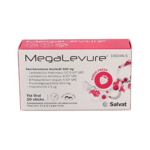 MEGALEVURE 10 STICKS SABOR FRESA