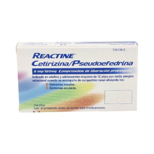 REACTINE CETIRIZINA/PSEUDOEFEDRINA 5 MG/120 MG 1