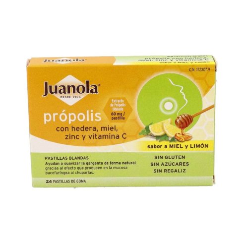 JUANOLA PROPOLIS HIEDRA PASTILLAS MIEL LIMON 24