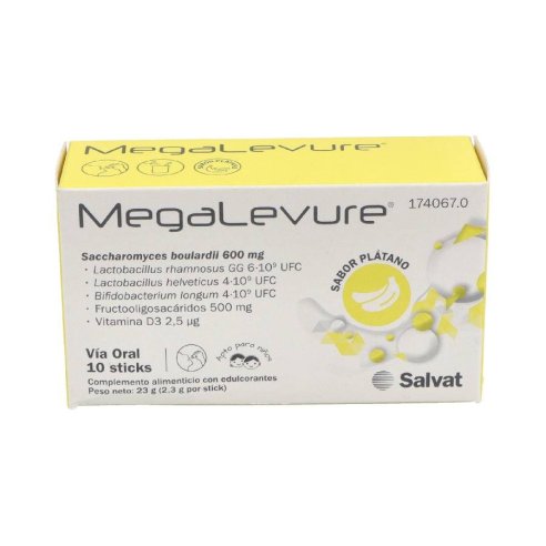 MEGALEVURE 10 STICKS SABOR PLATANO