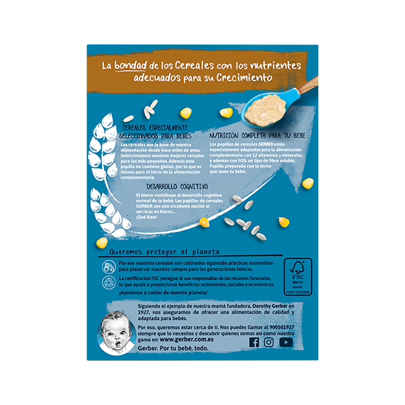 GERBER MAIZ Y ARROZ SIN GLUTEN 1 ESTUCHE 250 G