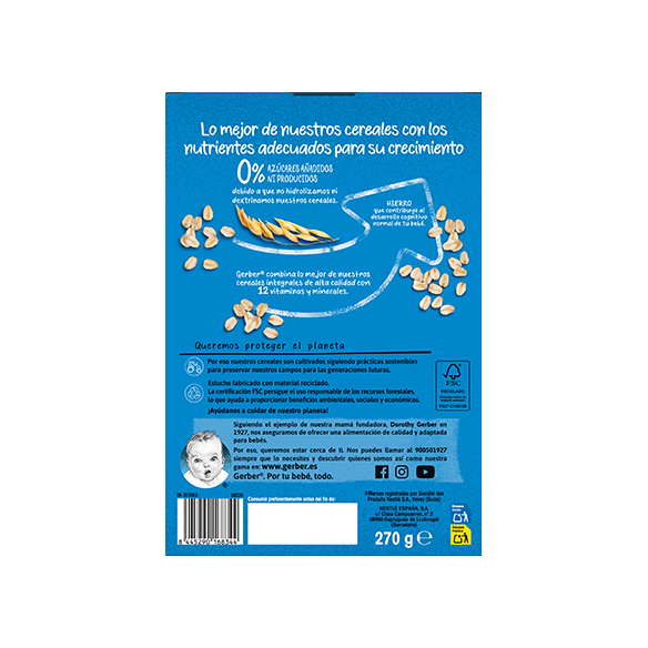 GERBER MULTICEREALES 0 AZUCARES 1 ESTUCHE 250 G