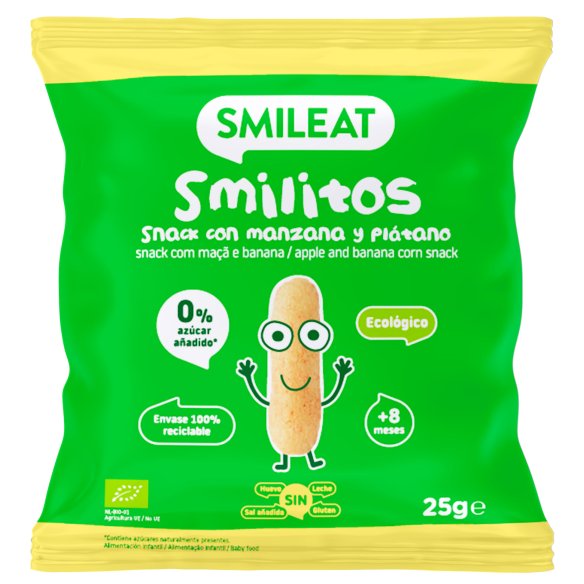 SMILITOS SNACK ECO SMILEAT 1 BOLSA 25 G CON MANZ