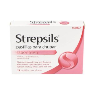 STREPSILS 24 PASTILLAS PARA CHUPAR (SABOR FRESA)