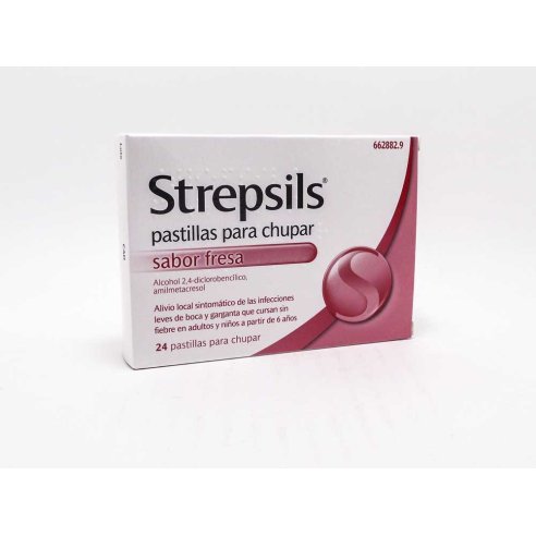 STREPSILS 24 PASTILLAS PARA CHUPAR (SABOR FRESA)